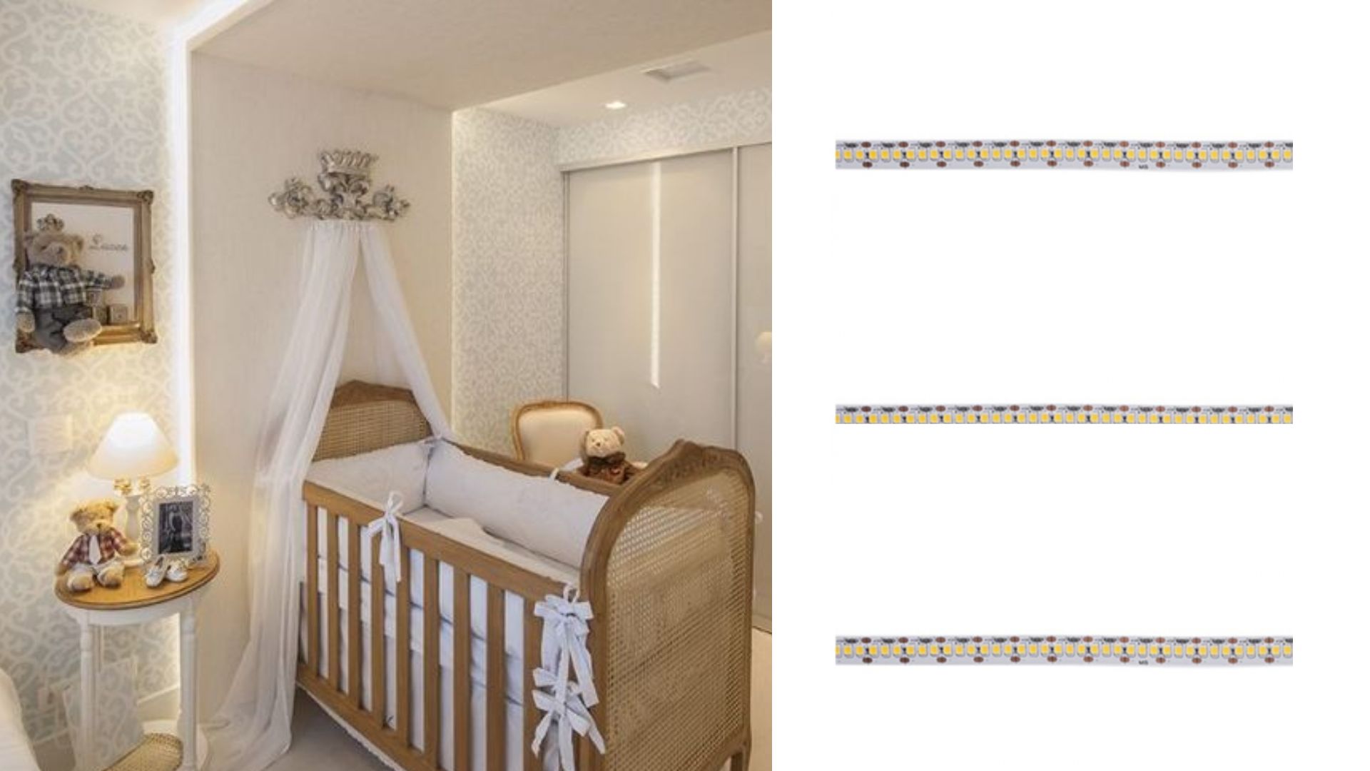 Luzes de LED em prateleiras